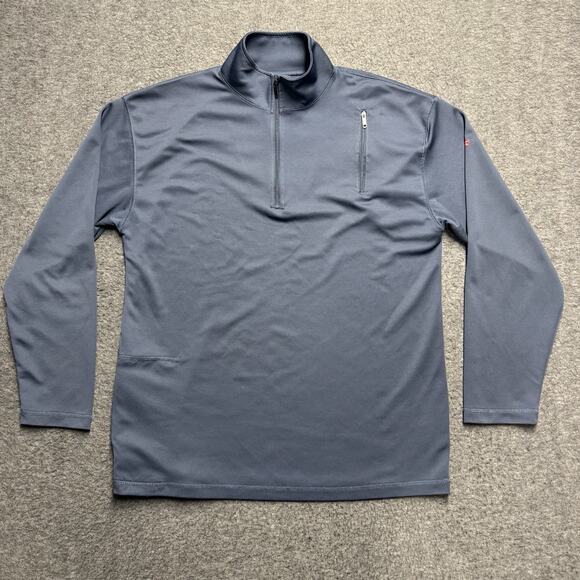 SCOTTeVEST 1/4 Zip Pullover TEC Long Sleeve Shirt Mens Blue Large Stretch Pocket - Picture 1 of 8
